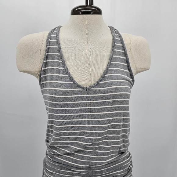 Athleta grey stripe knit rouched tank dress women's size small - Picture 4 of 6